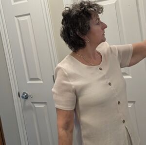 Classic Short-Sleeve Layered Top in Cream